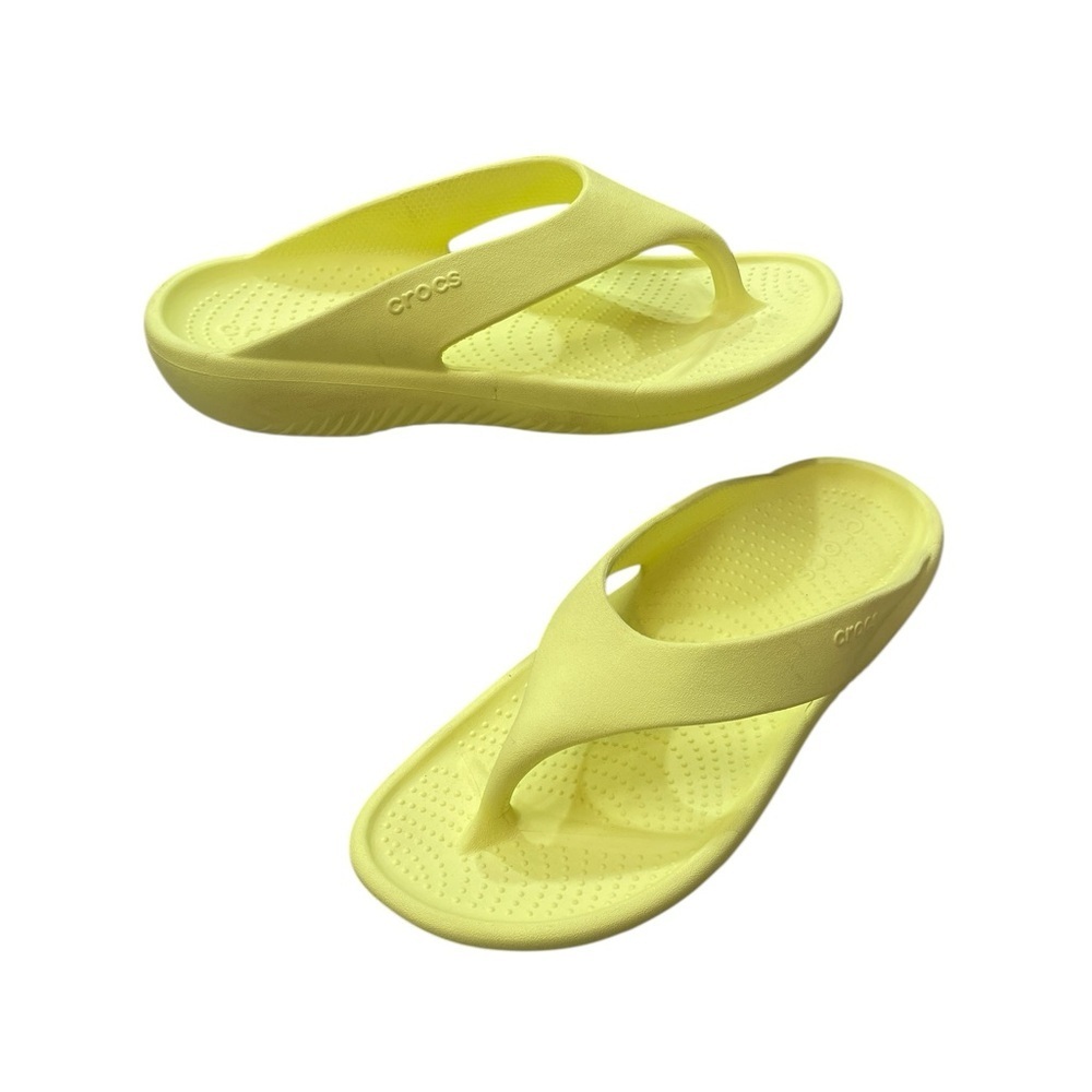 CROCS Mellow Recovery Sulphur Yellow Comfort Flip Flops Women's Size 10